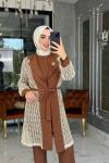 Hande Dantelli Takım-Kahverengi Kahverengi