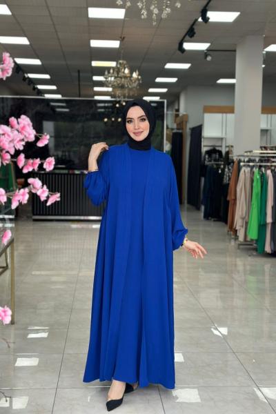 Hülya Abaya Takım Saks Mavisi Saks Mavisi