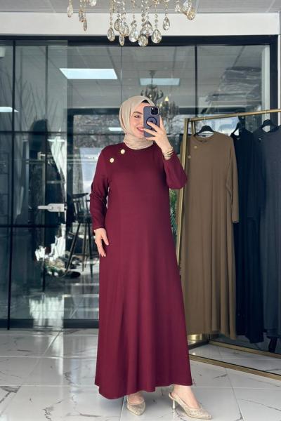 İdil Elbise Bordo Bordo