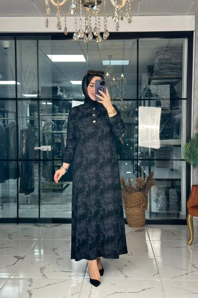 İzgi Elbise Siyah Siyah