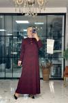 İzgi Elbise Bordo Bordo
