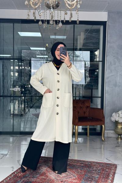 Kevser Hırka Beyaz Beyaz