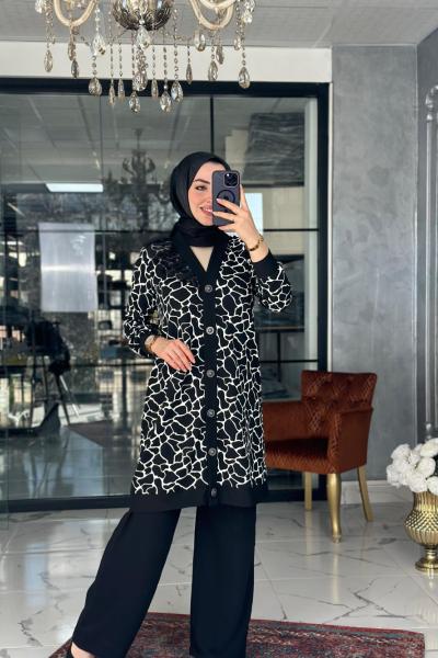 Meliha Hırka-Siyah/Beyaz Siyah Beyaz