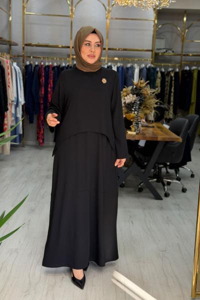 Merve Elbise Siyah Siyah