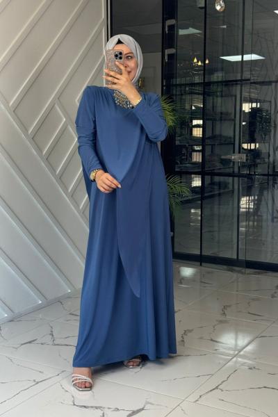 Meyra Elbise-Mavi indigo mavi indigo