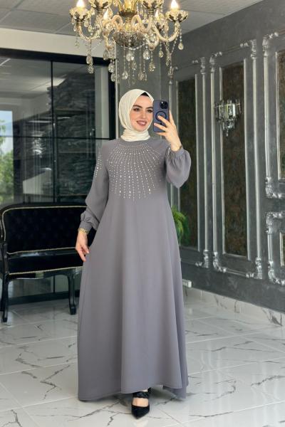 Mihriban Elbise Gri Gri