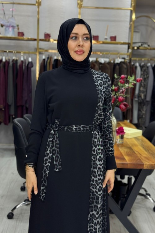 Milena Elbise Gri Leopar Gri