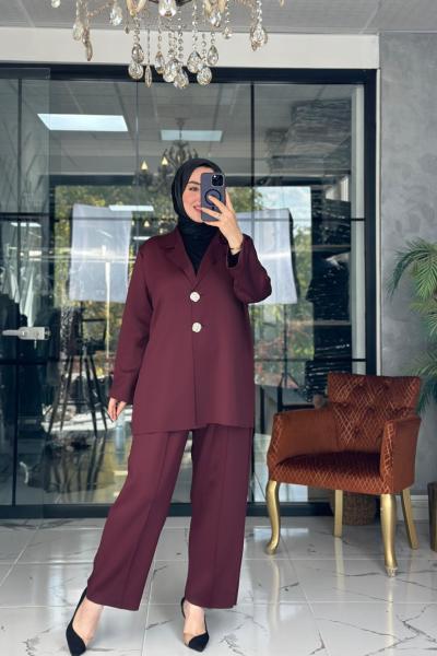 Modern Ceket Takım Bordo Bordo