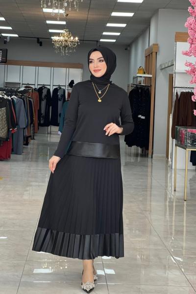 Nisa Etekli Takım Siyah Siyah