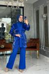 Nurgül Üçlü Takım-Saks mavisi Saks Mavisi