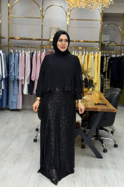 Pul Payet Abiye Siyah Siyah