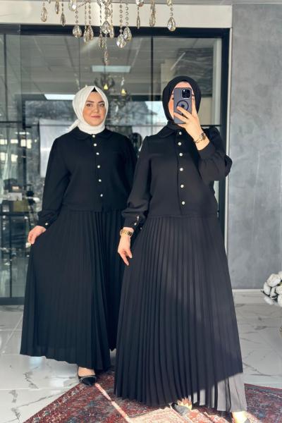 Rümeysa Etek Takım Siyah Siyah