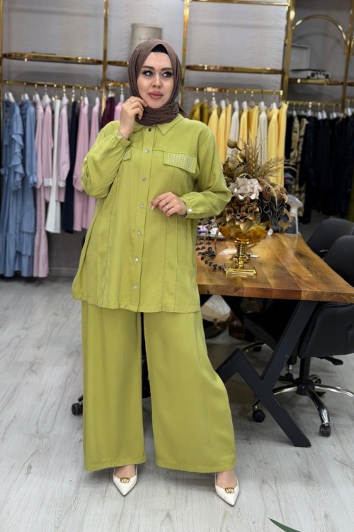 Sahra Tencel Takım Yeşil Yağ Yeşili