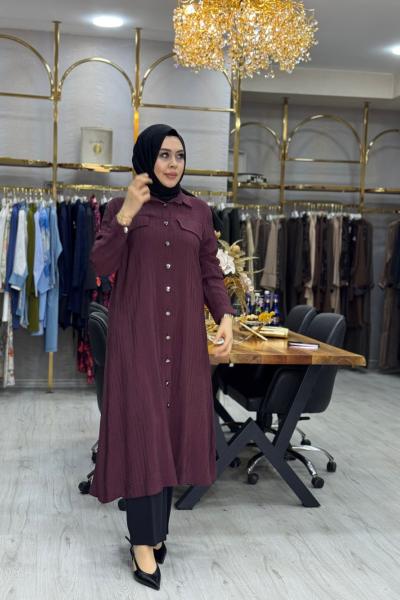 Selen Gömlek Bordo Bordo