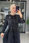 Şeyda Cupra Elbise-Siyah Siyah