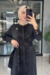 Şeyda Cupra Elbise-Siyah Siyah