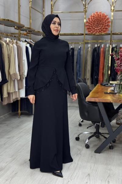 Tuana Abiye Elbise Siyah Siyah