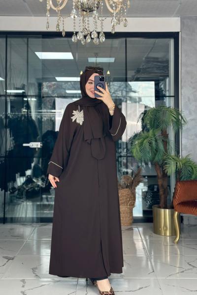 Ümmi Abaya Kahve Kahverengi