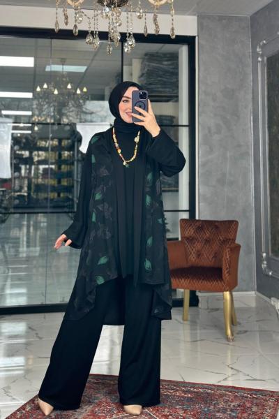 Yaprak Desen Takım Yeşil Yeşil