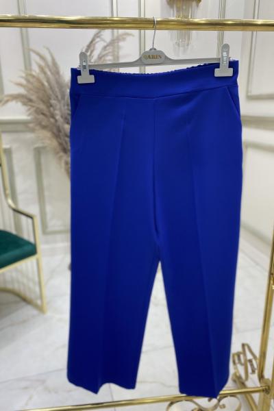 Bol Paça Double Pantolon Saks Mavisi