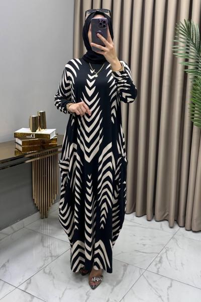 Alev Cepli Elbise Siyah Siyah