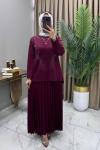 Alya Taşlı Takım Bordo Bordo