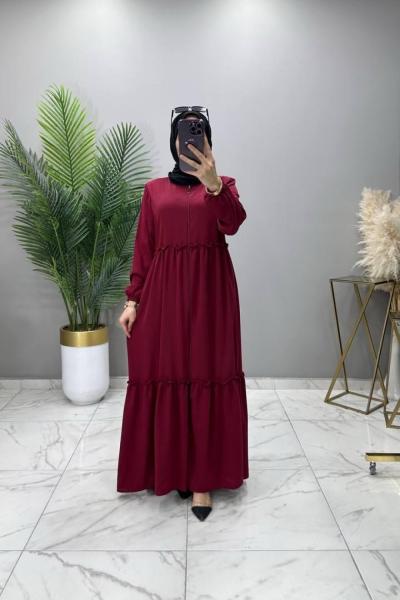 Azra Ferace Elbise Bordo Bordo