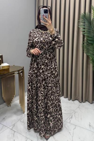 Bahar Elbise Kahve Kahverengi