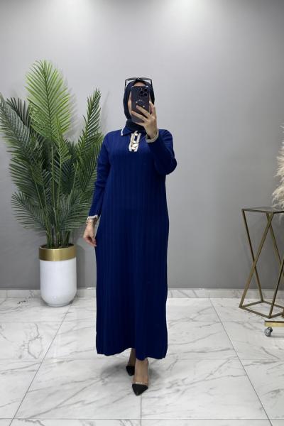 Başak Triko Elbise Lacivert Lacivert