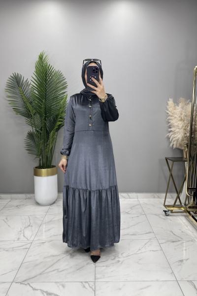 Begüm Kadife Elbise Füme Füme