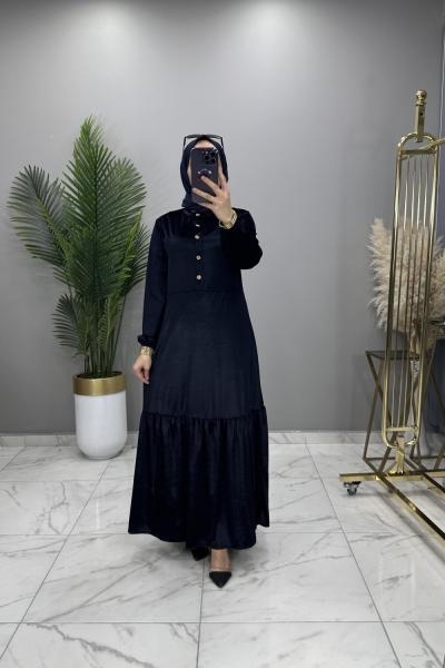 Begüm Kadife Elbise Lacivert Lacivert