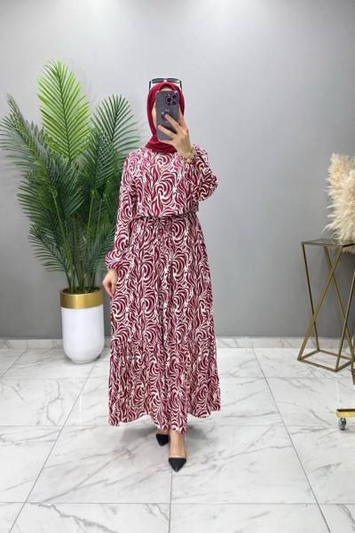 Beyza Elbise Bordo Bordo