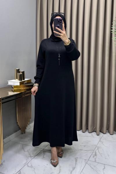 Buğlem Elbise Kolye Hediyeli Siyah Siyah