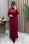 Büşra Soğuk Merserize Elbise Bordo Bordo
