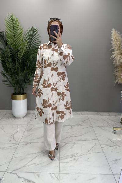 Çimen Keten Takım Kahve Kahverengi