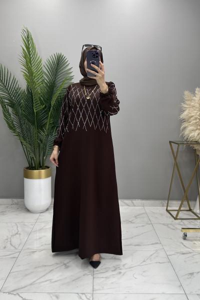 Çisem Abiye Elbise Kahve Koyu Kahverengi