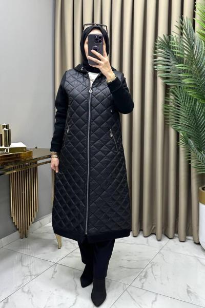 Defne Kapitone Mont Siyah Siyah