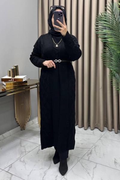 Derin Hırka Siyah Siyah