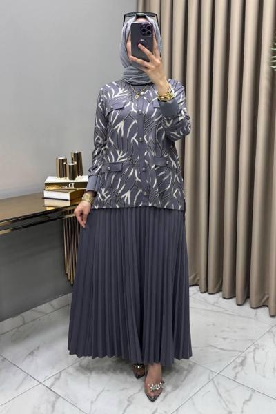 Dora Etekli Takım Füme Füme