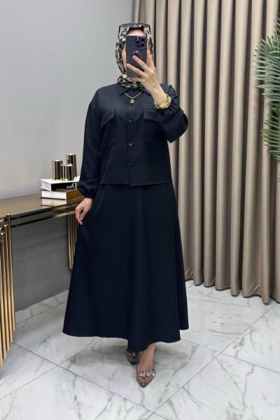 Ekin Ceket Etek Takım Siyah  Siyah