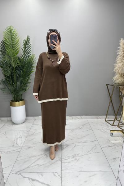 Eslem Triko Takım Kahve Kahverengi