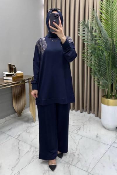 Gizem Taşlı Takım Lacivert Lacivert