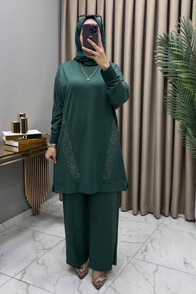 Hanımeli Taşlı Takım Zümrüt Zümrüt