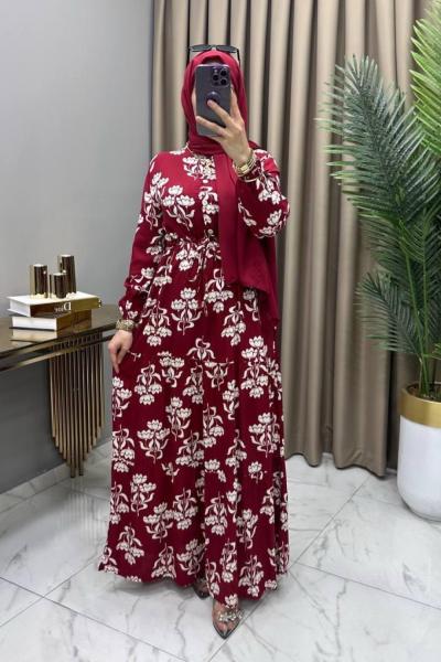 Havin Elbise Bordo Bordo