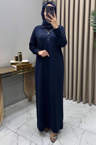 Hayal Soğuk Merserize Elbise Lacivert Lacivert