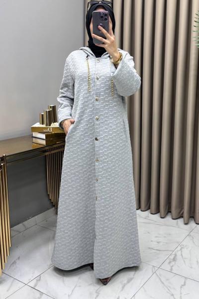 Ilgın Yün Kapitone Kaban Gri Gri