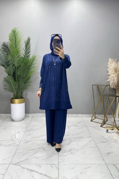 İnci Taşlı Takım Indigo İndigo