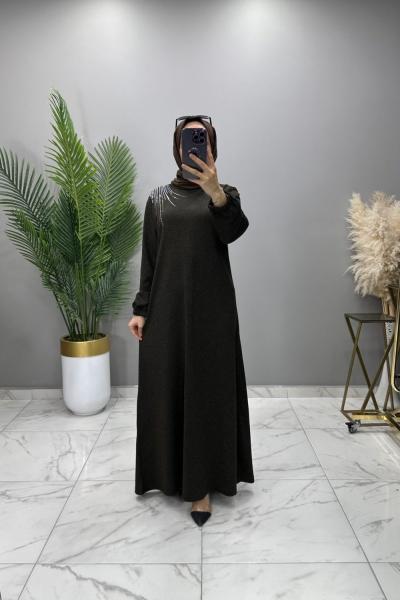 İpek Elbise Kahve Kahverengi