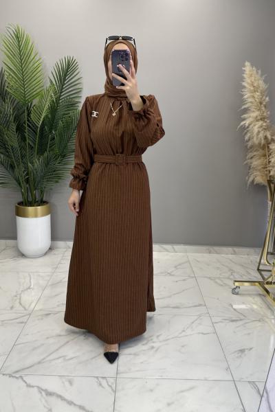 İrem Elbise Kahve Kahverengi