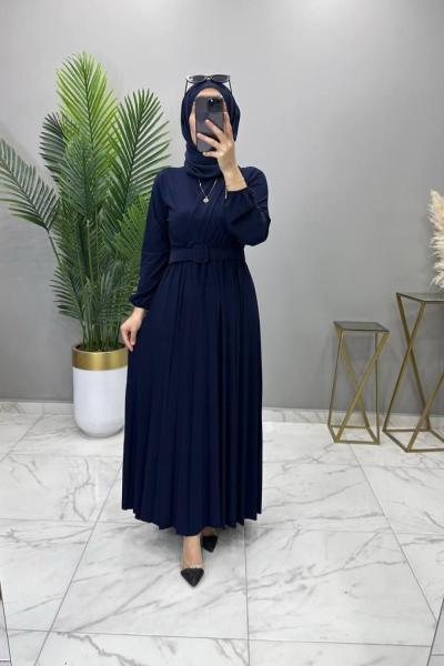 Kemerli Elbise Lacivert Lacivert